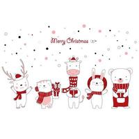 Christmas design with cute animals holding gifts vector