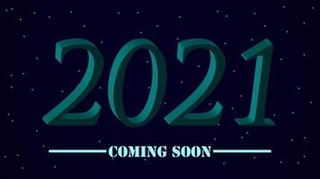 Blue 3d 2021 text effect in sky with stars vector