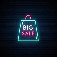 Big sale shopping bag neon signboard