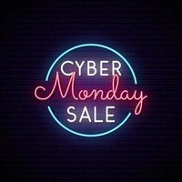 Cyber Monday neon signboard in circle. vector