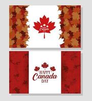 Happy Canada Day banner set with maple leaves vector