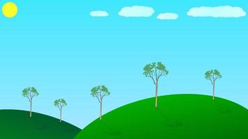 paisaje simple a la luz del día con árboles y nubes vector