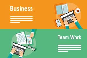 Teamwork template banner set vector