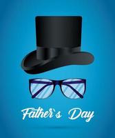 tarjeta del día del padre con elegante sombrero de copa vector