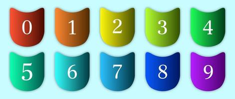 Set of numbers in arched colorful gradients vector