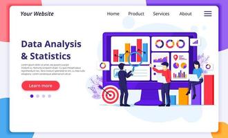 Businesspeople working with graphs and data vector