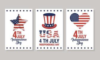 conjunto de banners de celebración del día de la independencia de estados unidos vector