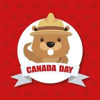 feliz día de canadá celebración banner con castor vector