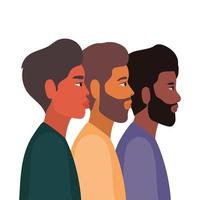 dibujos animados de hombres en diseño de vista lateral vector