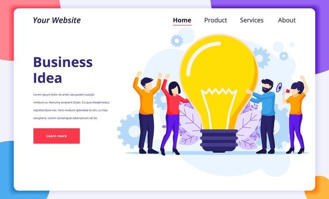 Business idea concept, people holding a giant lightbulb