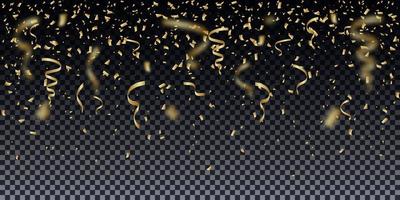 Realistic shiny gold confetti with blur effect. vector