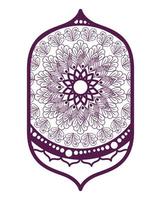 mandala en marco diseño morado vector