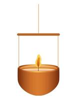 Candle on a chandelier with flame vector