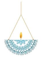 Mandala of blue color with a candle vector