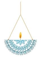 Mandala of blue color with a candle vector