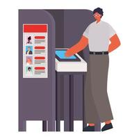 Man voting at the voting booth vector