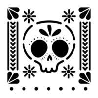 icono de calavera mexicana con pequeños soles vector