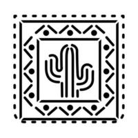 Icono de cactus mexicano en cuadrado sobre fondo blanco. vector