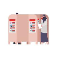 Woman and man in voting booth vector