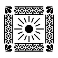 Mexican sun icon in square on white background vector