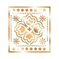 Mexican icon of a clover with golden color vector