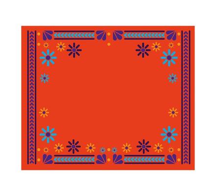 Mexican carpet with a floral frame