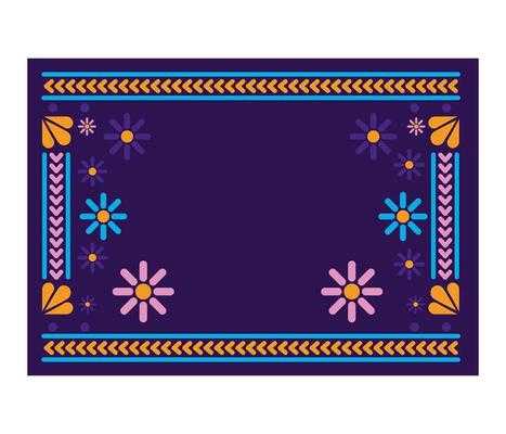 Mexican carpet with a floral frame