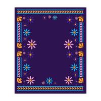 alfombra mexicana con marco floral vector