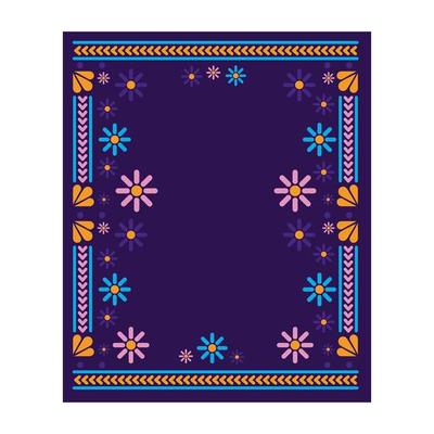 Mexican carpet with a floral frame