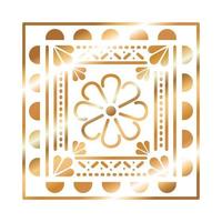 icono mexicano de una flor con color dorado vector