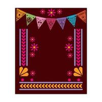 Mexican red carpet with a floral frame vector