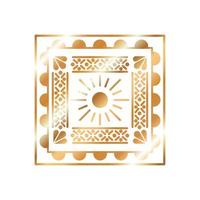 Mexican icon of a sun with golden color vector