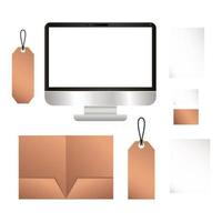 Mockup computer file and labels design vector