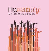 Humanity different but equal and diversity hands vector