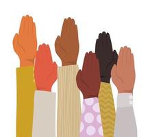 Up closed palm of different types of skins vector