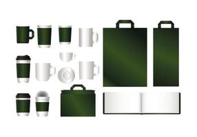 Mockup set with green branding design vector