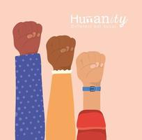 humanidad diferente pero igual y diversidad puños vector