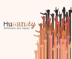 Humanity different but equal and diversity hands vector