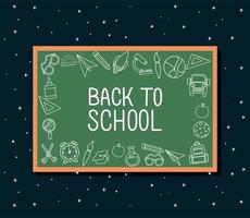 Chalk icon set of back to school board vector