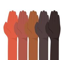 Up closed palm of different types of skins vector