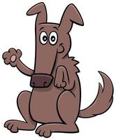 Cartoon funny dog animal character waving paw vector