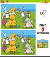 Differences task with comic Easter characters vector