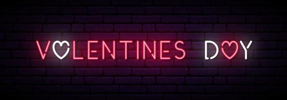 Long neon banner for Valentine's Day. vector