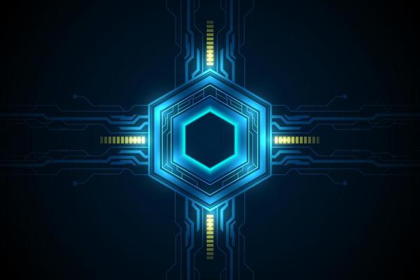 Hexagonal futuristic sci fi pattern