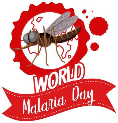 World Malaria Day logo or banner with mosquito on the earth