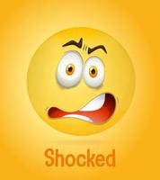 Shocked emotional yellow face with tired text on yellow background vector