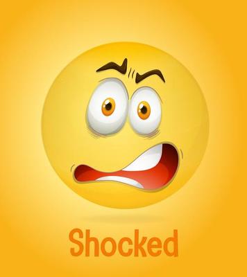 Shocked emotional yellow face with tired text on yellow background