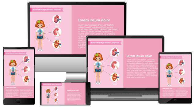 Computer with science infographic  on screen desktop vector