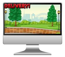 Computer with delivery logo vector