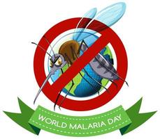 World Malaria Day logo or banner with mosquito sign vector